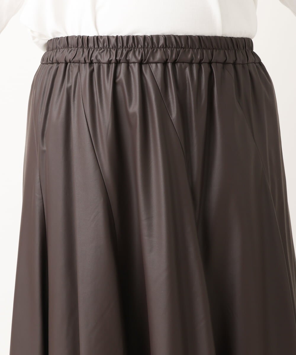 OLHLS08129 eur3(エウルキューブ) 【大きいサイズ】フェイクレザーフレアスカート ダークブラウン(87)