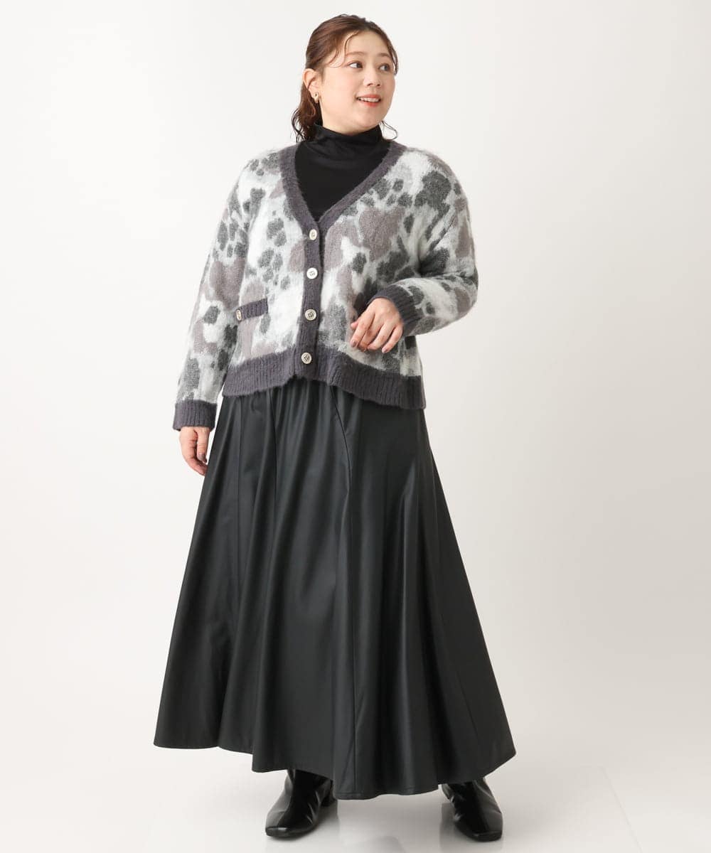 OLHLS08129 eur3(エウルキューブ) 【大きいサイズ】フェイクレザーフレアスカート ブラック(94)