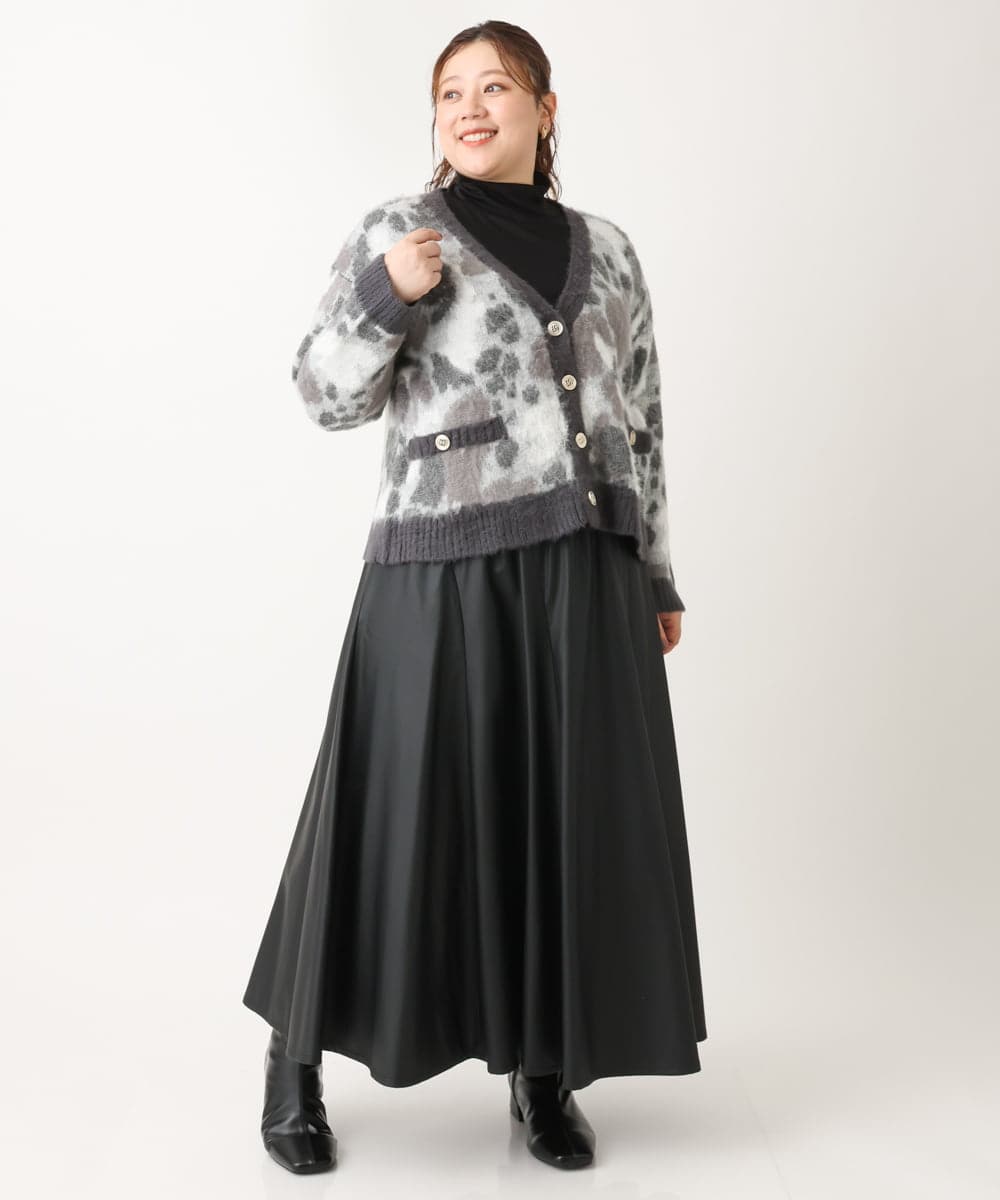OLHLS08129 eur3(エウルキューブ) 【大きいサイズ】フェイクレザーフレアスカート ブラック(94)