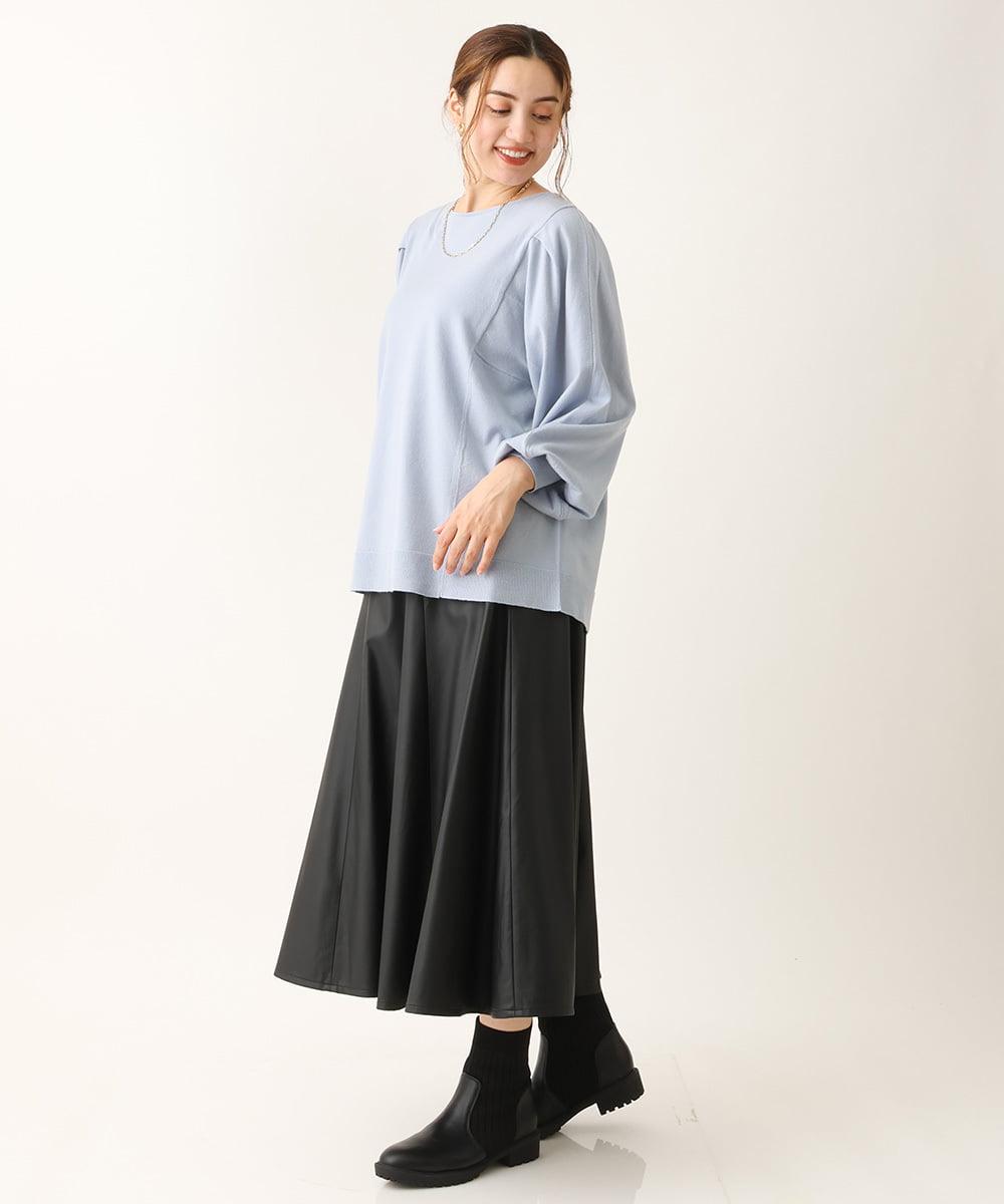OLHLS08129 eur3(エウルキューブ) 【大きいサイズ】フェイクレザーフレアスカート ブラック(94)
