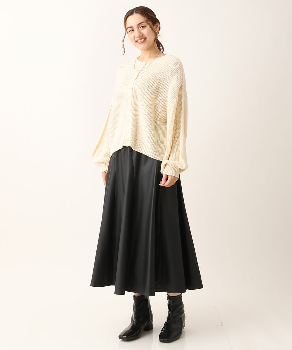 OLHLS08129 eur3(エウルキューブ) 【大きいサイズ】フェイクレザーフレアスカート ブラック(94)
