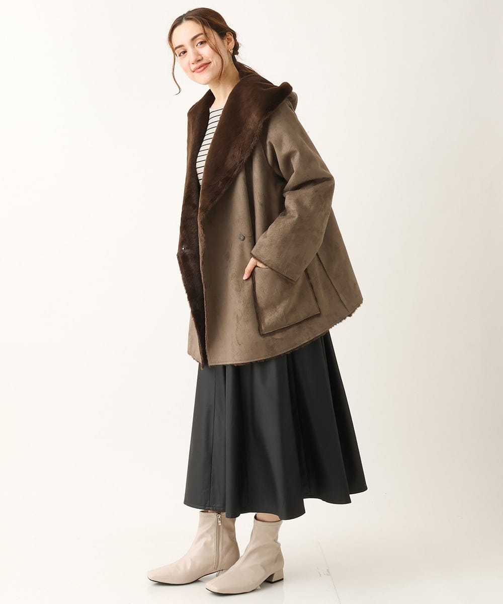 OLHLS08129 eur3(エウルキューブ) 【大きいサイズ】フェイクレザーフレアスカート ブラック(94)