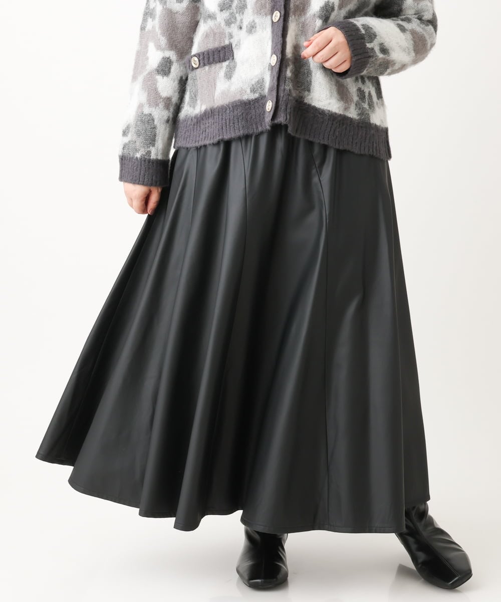 OLHLS08129 eur3(エウルキューブ) 【大きいサイズ】フェイクレザーフレアスカート ブラック(94)