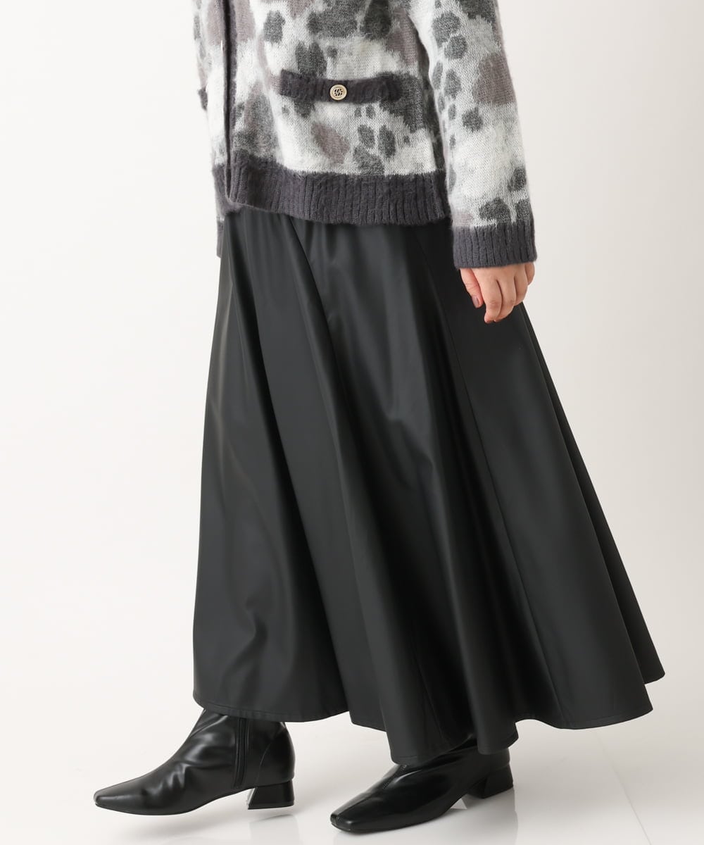 OLHLS08129 eur3(エウルキューブ) 【大きいサイズ】フェイクレザーフレアスカート ブラック(94)