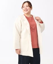 OLJAA09139 eur3(エウルキューブ) 【大きいサイズ】ループブークレリバーシブルコート アイボリー(80)