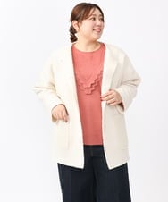 OLJAA09139 eur3(エウルキューブ) 【大きいサイズ】ループブークレリバーシブルコート アイボリー(80)