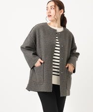 OLJAA09139 eur3(エウルキューブ) 【大きいサイズ】ループブークレリバーシブルコート ダークグレー(93)