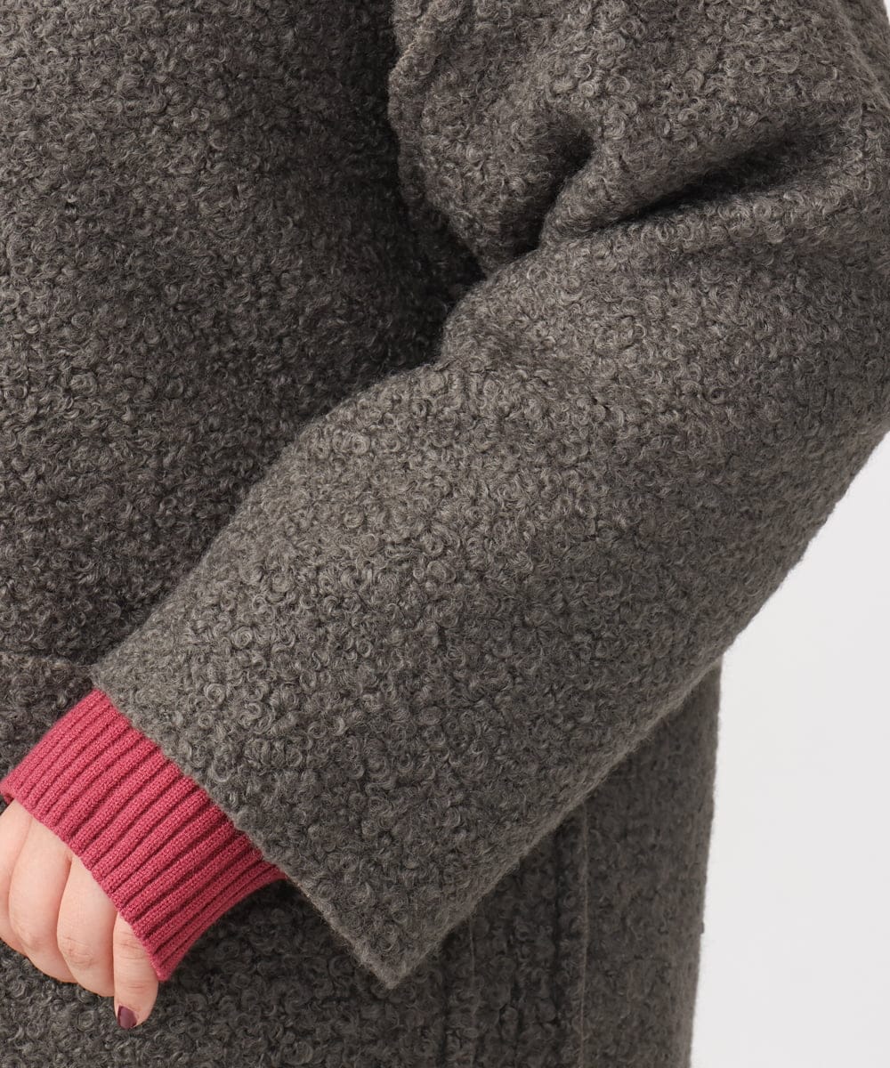 OLJAA09139 eur3(エウルキューブ) 【大きいサイズ】ループブークレリバーシブルコート ダークグレー(93)