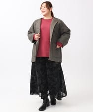 OLJAA09139 eur3(エウルキューブ) 【大きいサイズ】ループブークレリバーシブルコート ダークグレー(93)