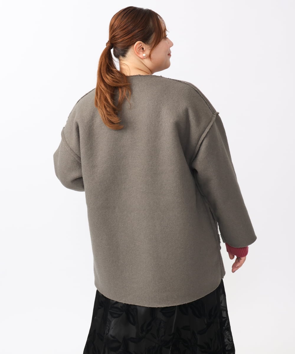 OLJAA09139 eur3(エウルキューブ) 【大きいサイズ】ループブークレリバーシブルコート ダークグレー(93)
