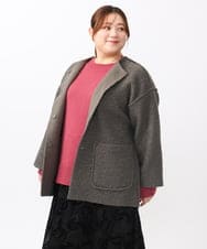 OLJAA09139 eur3(エウルキューブ) 【大きいサイズ】ループブークレリバーシブルコート ダークグレー(93)