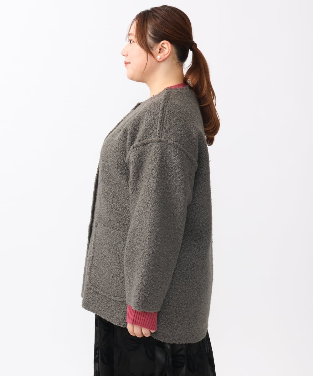 OLJAA09139 eur3(エウルキューブ) 【大きいサイズ】ループブークレリバーシブルコート ダークグレー(93)