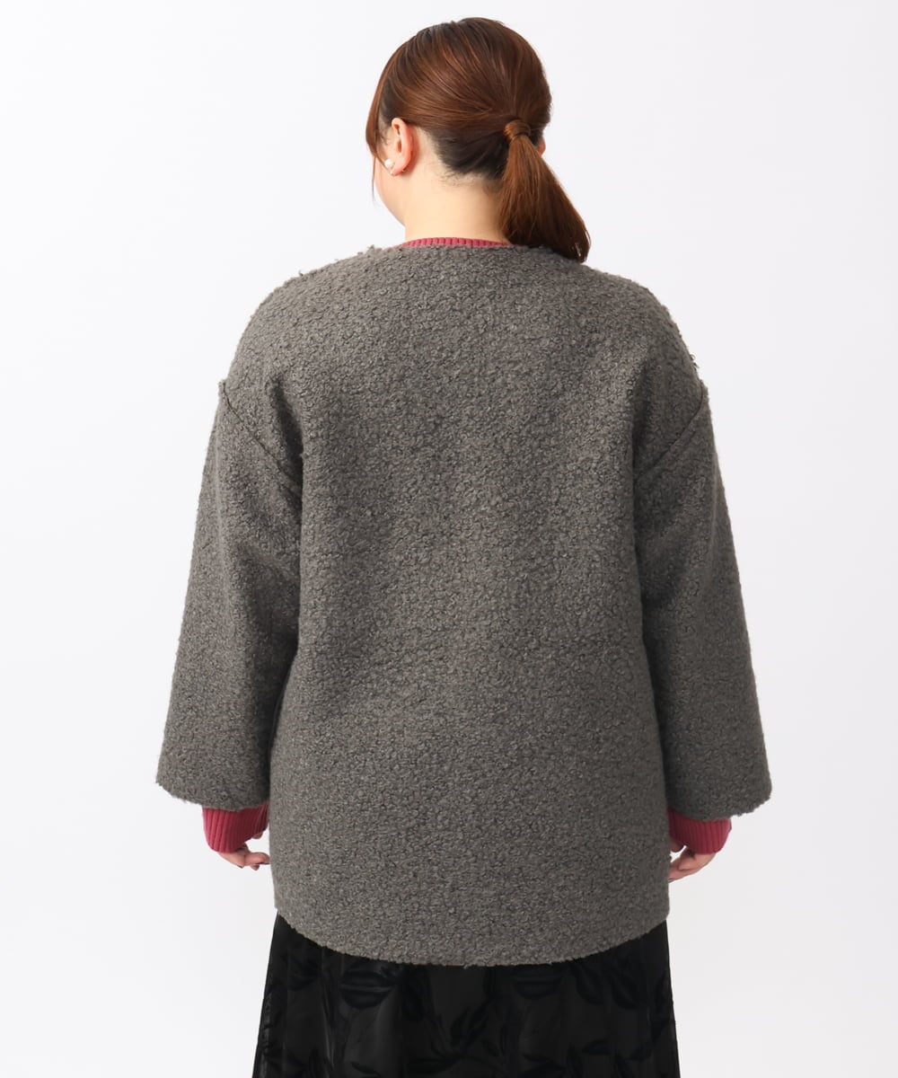 OLJAA09139 eur3(エウルキューブ) 【大きいサイズ】ループブークレリバーシブルコート ダークグレー(93)