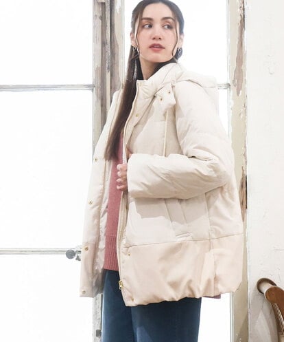 OLJAD03299 eur3 【WEB先行販売】【大きいサイズ】異素材ショートダウンジャケット
