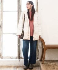 OLJAD03299 eur3(エウルキューブ) 【WEB先行販売】【大きいサイズ】異素材ショートダウンジャケット アイボリー(80)