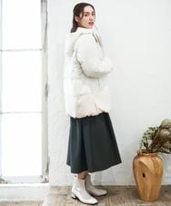 OLJAD03299 eur3(エウルキューブ) 【WEB先行販売】【大きいサイズ】異素材ショートダウンジャケット アイボリー(80)