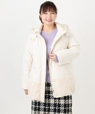 OLJAD03299 eur3(エウルキューブ) 【WEB先行販売】【大きいサイズ】異素材ショートダウンジャケット アイボリー(80)