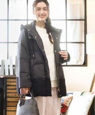 OLJAD03299 eur3(エウルキューブ) 【WEB先行販売】【大きいサイズ】異素材ショートダウンジャケット ダークグレー(93)