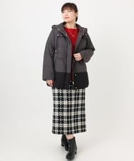 OLJAD03299 eur3(エウルキューブ) 【WEB先行販売】【大きいサイズ】異素材ショートダウンジャケット ダークグレー(93)