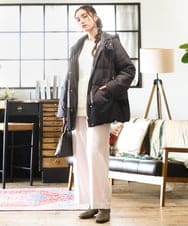 OLJAD03299 eur3(エウルキューブ) 【WEB先行販売】【大きいサイズ】異素材ショートダウンジャケット ダークグレー(93)