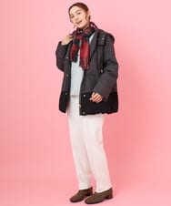 OLJAD03299 eur3(エウルキューブ) 【大きいサイズ】異素材ショートダウンジャケット ダークグレー(93)