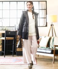 OLJAD03299 eur3(エウルキューブ) 【WEB先行販売】【大きいサイズ】異素材ショートダウンジャケット ダークグレー(93)