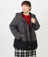 OLJAD03299 eur3(エウルキューブ) 【WEB先行販売】【大きいサイズ】異素材ショートダウンジャケット ダークグレー(93)