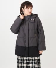 OLJAD03299 eur3(エウルキューブ) 【WEB先行販売】【大きいサイズ】異素材ショートダウンジャケット ダークグレー(93)