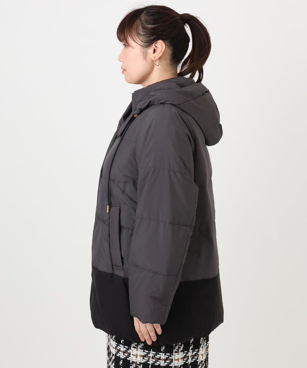 OLJAD03299 eur3(エウルキューブ) 【WEB先行販売】【大きいサイズ】異素材ショートダウンジャケット ダークグレー(93)