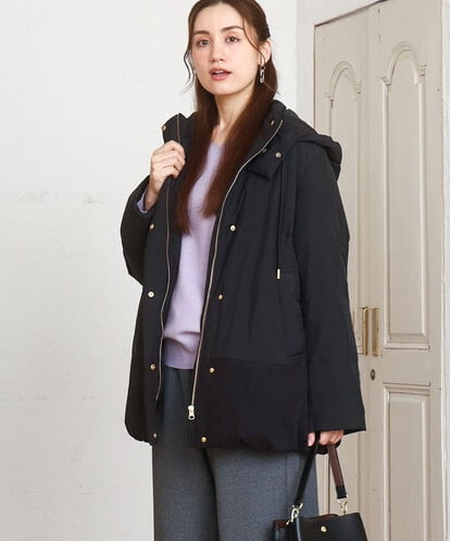 OLJAD03299 eur3 【WEB先行販売】【大きいサイズ】異素材ショートダウンジャケット