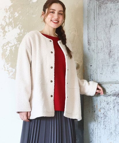 OLJAD09149 eur3 【大きいサイズ】ブークレノーカラージャケット