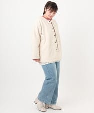 OLJAD09149 eur3(エウルキューブ) 【大きいサイズ】ブークレノーカラージャケット アイボリー(80)