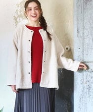 OLJAD09149 eur3(エウルキューブ) 【大きいサイズ】ブークレノーカラージャケット アイボリー(80)