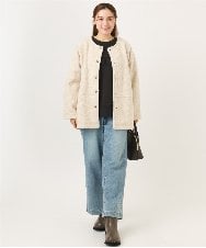 OLJAD09149 eur3(エウルキューブ) 【大きいサイズ】ブークレノーカラージャケット アイボリー(80)