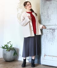 OLJAD09149 eur3(エウルキューブ) 【大きいサイズ】ブークレノーカラージャケット アイボリー(80)