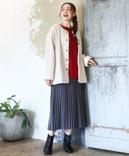 OLJAD09149 eur3(エウルキューブ) 【大きいサイズ】ブークレノーカラージャケット アイボリー(80)