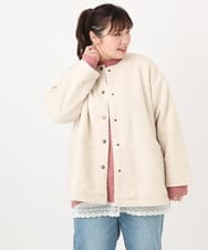OLJAD09149 eur3(エウルキューブ) 【大きいサイズ】ブークレノーカラージャケット アイボリー(80)