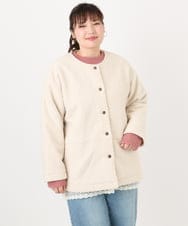 OLJAD09149 eur3(エウルキューブ) 【大きいサイズ】ブークレノーカラージャケット アイボリー(80)
