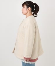 OLJAD09149 eur3(エウルキューブ) 【大きいサイズ】ブークレノーカラージャケット アイボリー(80)