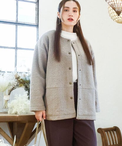 OLJAD09149 eur3 【大きいサイズ】ブークレノーカラージャケット