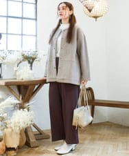 OLJAD09149 eur3(エウルキューブ) 【大きいサイズ】ブークレノーカラージャケット モカ(84)