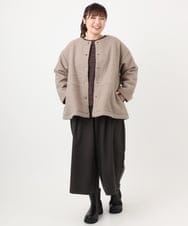 OLJAD09149 eur3(エウルキューブ) 【大きいサイズ】ブークレノーカラージャケット モカ(84)