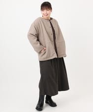 OLJAD09149 eur3(エウルキューブ) 【大きいサイズ】ブークレノーカラージャケット モカ(84)