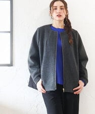 OLJAD09149 eur3(エウルキューブ) 【大きいサイズ】ブークレノーカラージャケット ダークグレー(93)