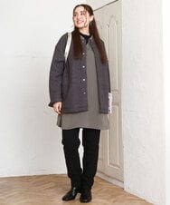 OLJAD09149 eur3(エウルキューブ) 【大きいサイズ】ブークレノーカラージャケット ダークグレー(93)