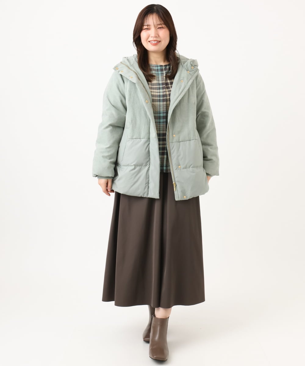OLJAG03299 eur3(エウルキューブ) 【大きいサイズ】ブロッキングダウンジャケット カーキ