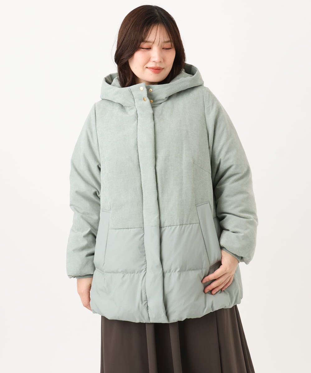 OLJAG03299 eur3(エウルキューブ) 【大きいサイズ】ブロッキングダウンジャケット カーキ
