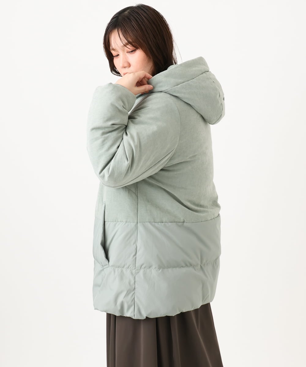 OLJAG03299 eur3(エウルキューブ) 【大きいサイズ】ブロッキングダウンジャケット カーキ