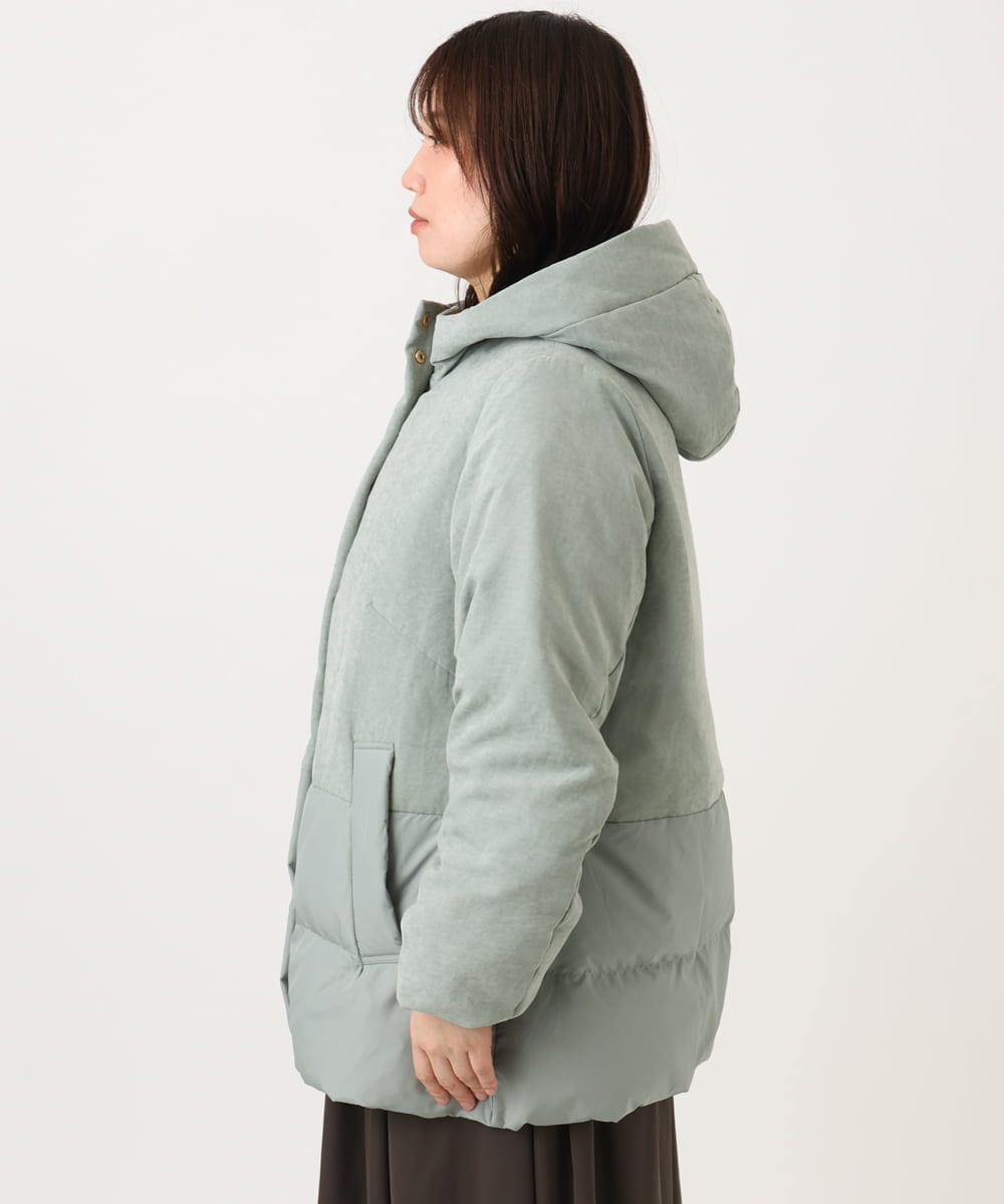 OLJAG03299 eur3(エウルキューブ) 【大きいサイズ】ブロッキングダウンジャケット カーキ