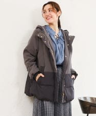 OLJAG03299 eur3(エウルキューブ) 【大きいサイズ】ブロッキングダウンジャケット ダークグレー